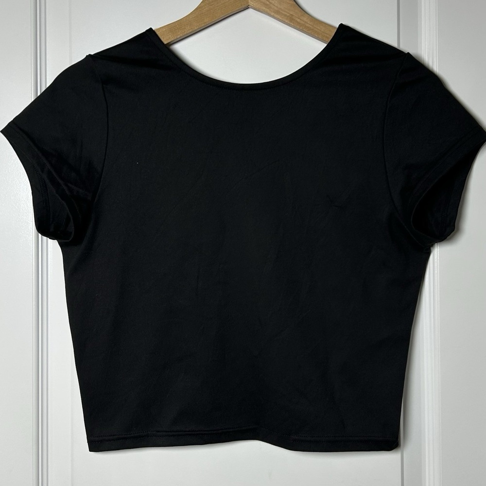 Cotton Candy Collection Black Fitted Open Scoop Back Crop Top Clean Girl Style